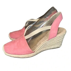 Anne Klein‎ Avril pink faux suede 3” wedge espadrille shoes size 8.5